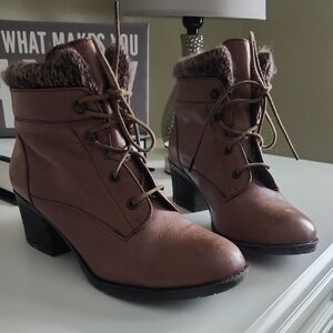 Brown Lace-Up Ankle Boots